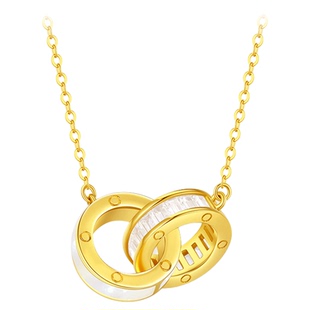 周大生双环同心项链女925银轻奢小众高级感锁骨链生日礼物送女友