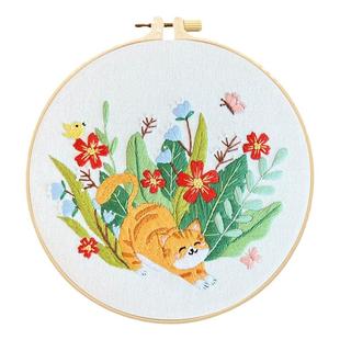 刺绣diy动物材料包小学生自绣花草儿童手工鲁绣挂画DIY绣品新手包