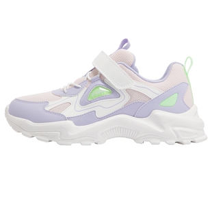 特步女童鞋2025春秋新款儿童运动鞋中大童网面透气魔术贴跑步鞋子