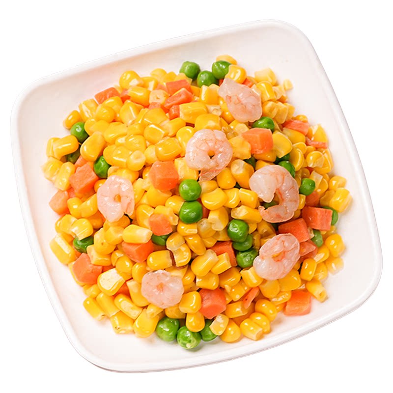 三鲜玉米虾仁预制菜混合杂菜青豌豆玉米粒胡萝卜虾仁扬州炒饭配料