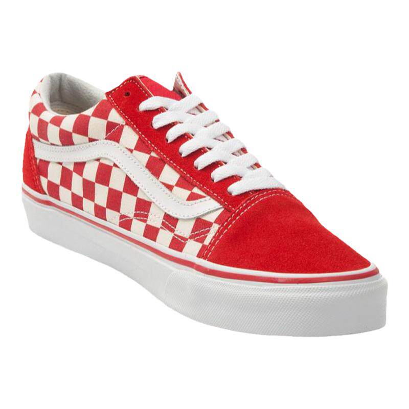 VANS女鞋低帮鞋中口平底系带红白格板鞋休闲鞋潮鞋春夏Old Skool
