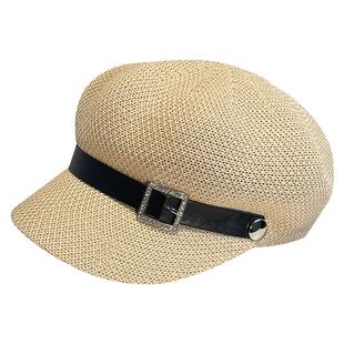 帽子女款2026新款夏季水钻镂空八角帽逛街百搭英伦复古遮阳报童帽