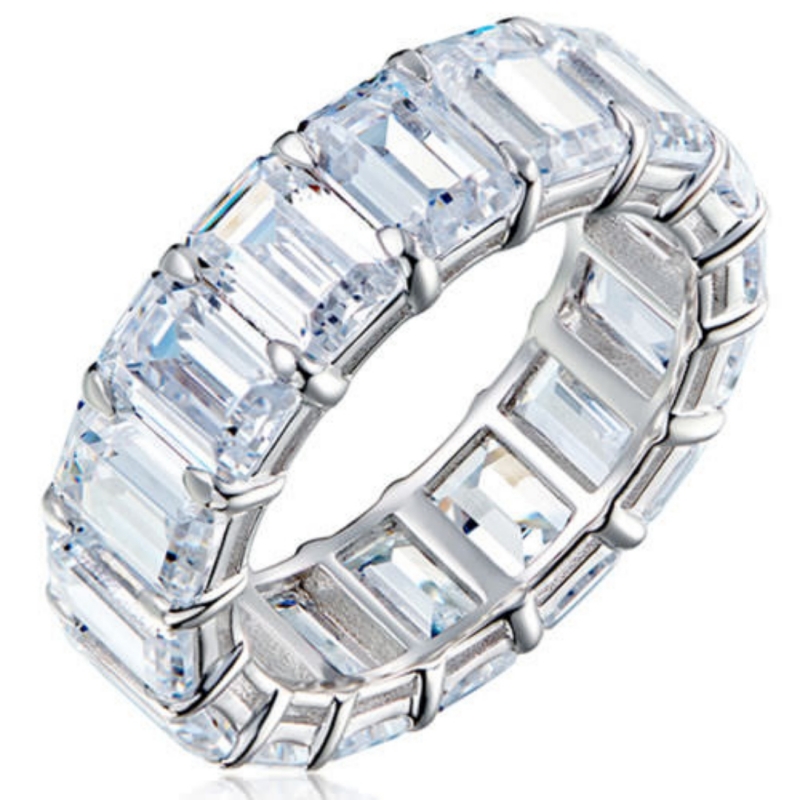 925纯银蛋形冰糖50分满钻排钻戒指女鸽子蛋方钻大钻排戒轻奢时尚