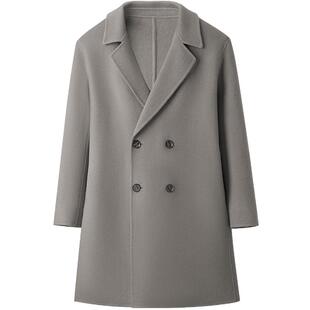 HLA/海澜之家商务毛呢大衣25秋冬新平驳领纯羊毛保暖呢子外套男