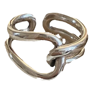 srrmhyn双层交错金属素圈戒指女小众设计感精致开口食指戒冷淡风