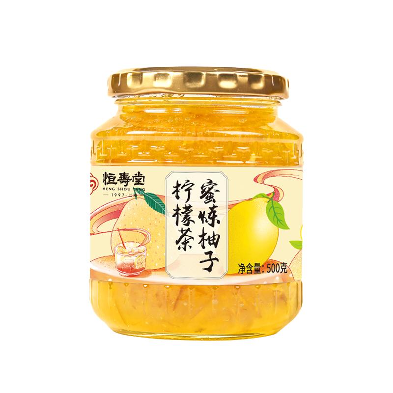 恒寿堂蜂蜜柚子柠檬茶冲调泡水喝的维c果茶冰饮品罐装果汁酱500g