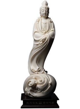 戴玉堂陶瓷摆件《玉黄瓷不二观世音菩萨》林建胜观音佛像客厅艺术