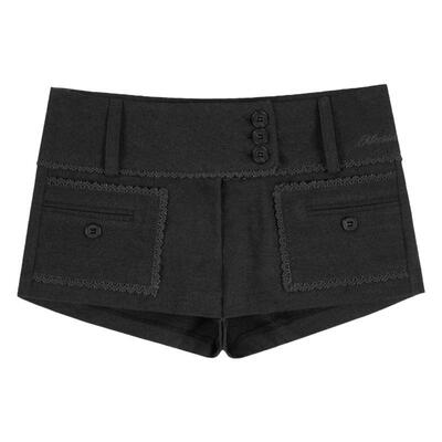 春季新款宽松简约风高腰短裤女