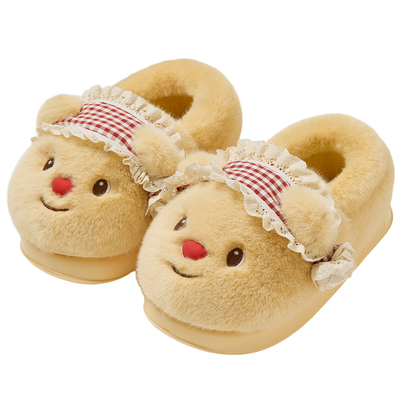 可爱小熊棉拖鞋女款包跟外穿2025