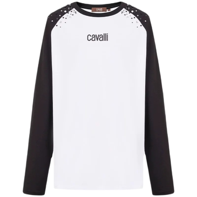 CavalliClass纯棉烫钻长袖t恤