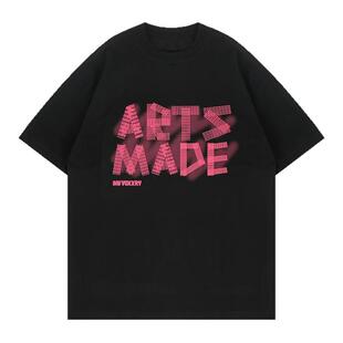 GOOZI MADE  重磅模糊印花短袖男夏季美式男生凉感半袖T恤衫男款