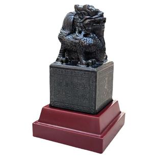 麒麟玉印玉玺印章泰山墨玉装饰摆件手工精雕玄关麒麟摆设精美礼品