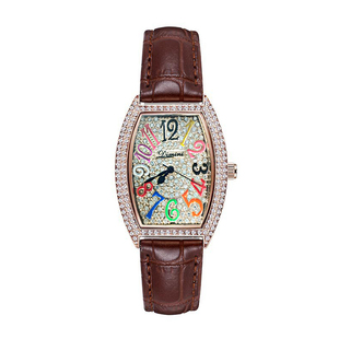 轻奢满钻手表女彩色数字酒桶形镶钻时尚女款皮带法兰克FM女士潮表