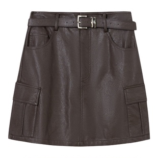 Jamor加墨时尚半身裙秋冬新附送腰带皮质感短裙辣妹裙子