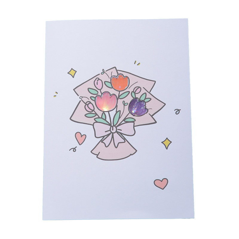 教师节花束纸电路 38节贺卡DIY制作发光 STEM教小学生作业男女孩
