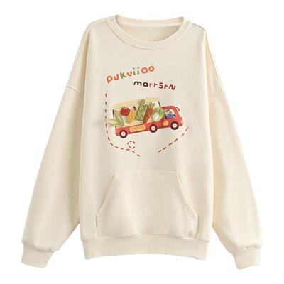 童趣减龄设计感刺绣宽松卫衣女秋