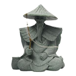 姜太公钓鱼假山水景摆件流水人物生态鱼缸内装饰品渔翁微景观造景