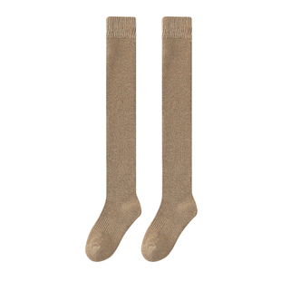 过膝袜女秋冬长筒靴袜子加绒加厚防下滑高筒护膝显瘦保暖小腿袜套