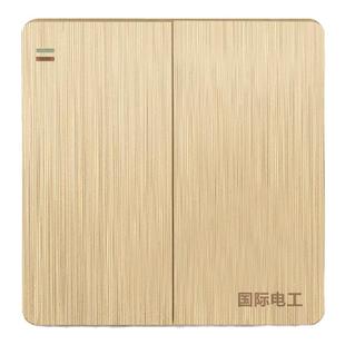 86型暗装二开双控两位双开双控开关双联面板开关面板大板香槟色