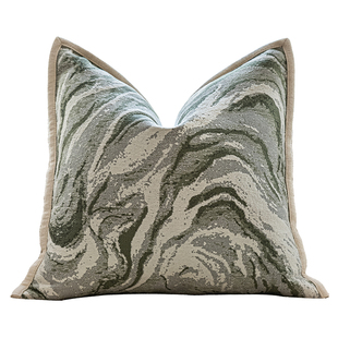 新中式绿色禅意刺绣抱枕靠垫客厅沙发样板间高端提花靠枕宋式美学