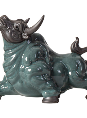 创意陶瓷生肖牛摆件招财开业礼品