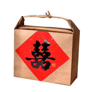 牛皮纸手拎袋零食竖果腊肠年货干货饼干烘焙大礼包福袋纸袋子手提