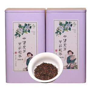 梧州茉莉六堡茶天然茉莉花窨制2008年六堡金芽花香醇厚回甘黑茶
