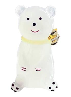 出口日本超萌白色小熊 纯手工琉璃小熊 汽车车载中控摆件围巾熊
