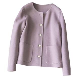 今年流行漂亮套装裙小香风套装紫色毛呢外套羊毛半身裙春冬两件套