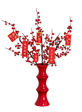 乔迁之喜装饰红果花瓶摆件客厅