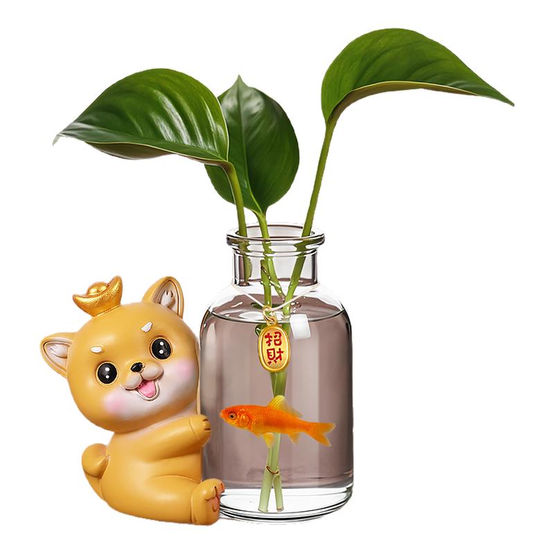 创意有趣旺柴小猫宠物绿植水培装饰品办公桌好物工位飘窗摆件用品
