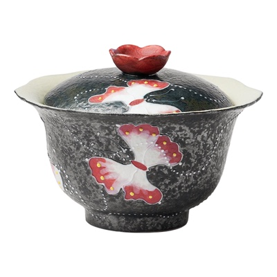 植述  庄生梦蝶手绘陶瓷盖碗高颜值精致二才喝茶沏茶碗茶具泡茶碗