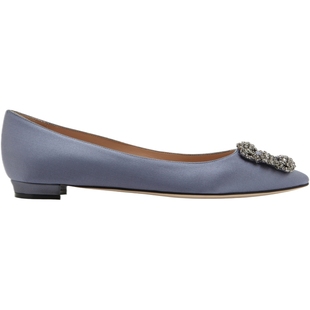 【新年礼物】MANOLO BLAHNIK玛诺洛/MB女鞋HANGISI钻扣平底婚鞋