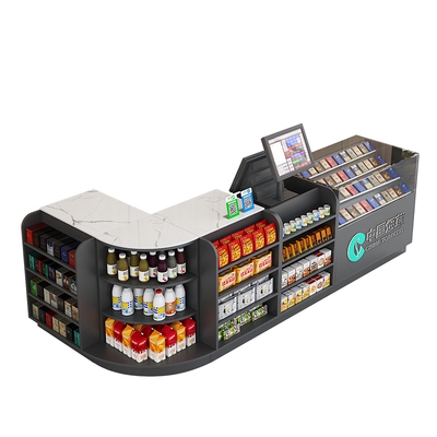 希迈简约颗粒板带货架超市收银台