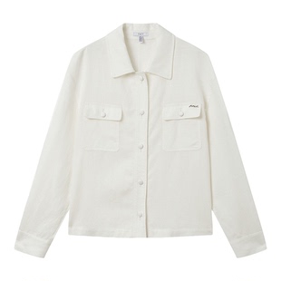 FINITY菲妮迪短外套2026春新款白色亚麻翻领休闲短款长袖外套女装