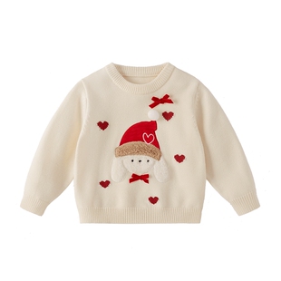 [抗菌锁温]儿童毛衣过年2026女童衣服小宝宝上衣保暖加厚冬装女孩