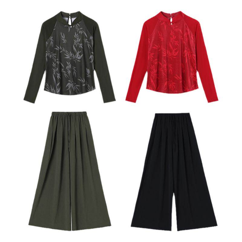 中国风古典广场舞服装新款套装舞台演出服表演衣服大码女扇子舞服