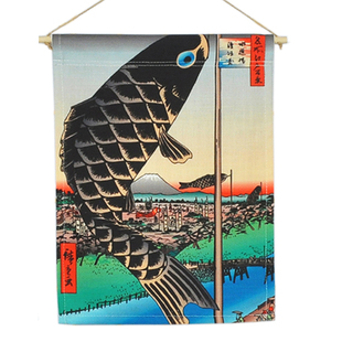装饰挂布和风日式挂旗浮世绘风景人物挂画日料店餐厅装饰布帘定制