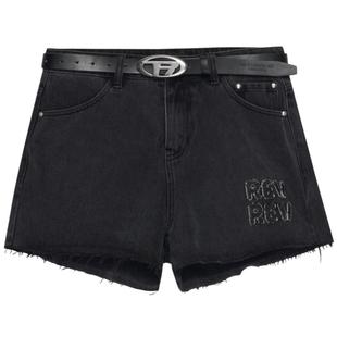 REVAN芮范设计师款辣妹风复古牛仔短裤RN71307051