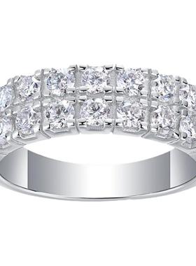 澄一珠宝・S925纯银电镀18K星空莫桑石简约大气百搭戒指