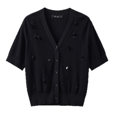 播 bo 商场同款慵懒风宽松针织开衫女夏季新款BDS2UD2123