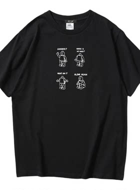 积木人潮牌纯棉美式复古短袖T恤