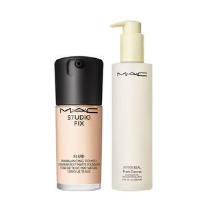 【官方正品】MAC/魅可持妆净颜套装无瑕粉底液不辣眼卸妆油温和