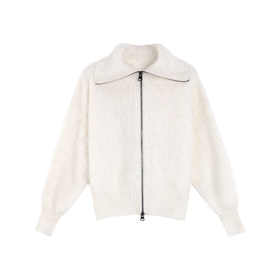 MANNALA丨“雪烟”Du家皮草拉绒厚款山羊绒拉链款毛衣 Q4063