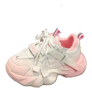 女童鞋子2026秋季新款潮牌中大童女孩运动网面儿童厚底增高老爹鞋