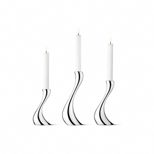 Georg Jensen 乔治杰生 Cobra 银色烛台北欧金属复古烛台摆件餐厅
