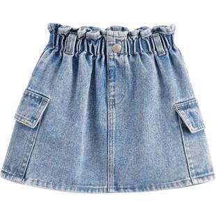 马克珍妮女童花边腰头纯棉牛仔短裙半身裙 儿童裙子夏装230767