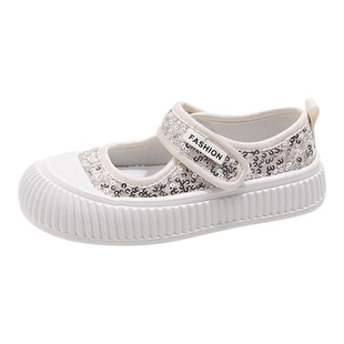女童休闲亮片时尚浅口帆布鞋2026春秋新款玛丽珍学院风运动鞋单鞋