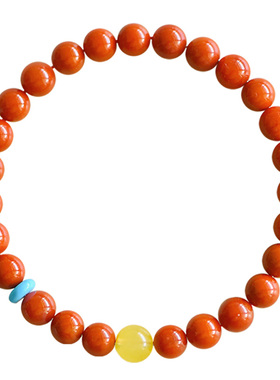 曜晶级满肉南红手串蜜蜡款