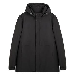 才子男装连帽棉服男士2025秋冬新款防风保暖品牌黑色短款棉衣外套